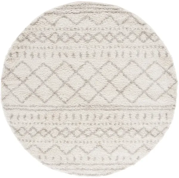 Arizona Shag Ivory and Beige Round Area Rug