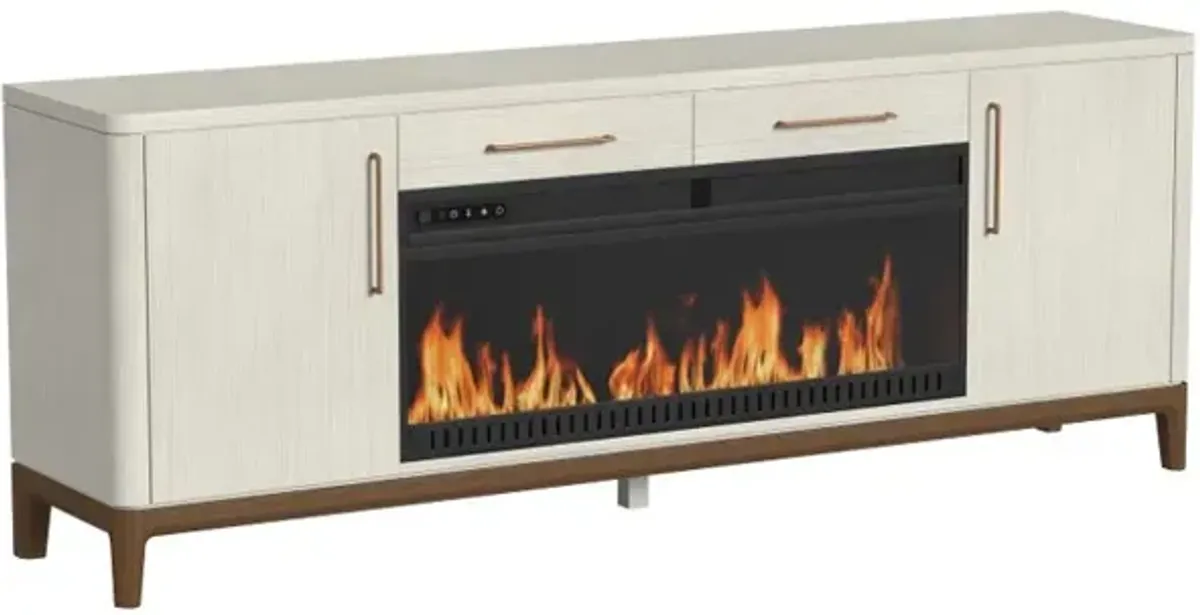 Pomona White 80" Fireplace Console