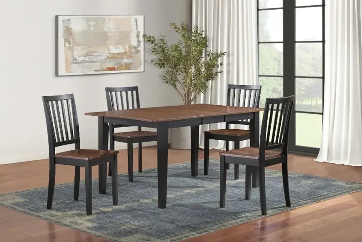 Joplin Black and Walnut Brown 5 Piece Dining Set