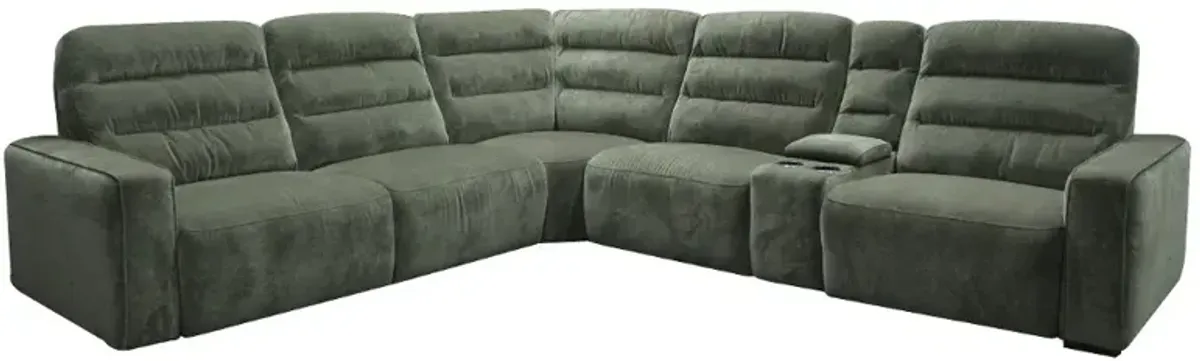 Celeste Forest Green 6 Piece Power Reclining Sectional