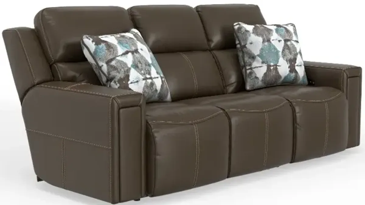 Arezzo Chocolate Brown Leather Power Reclining Sofa