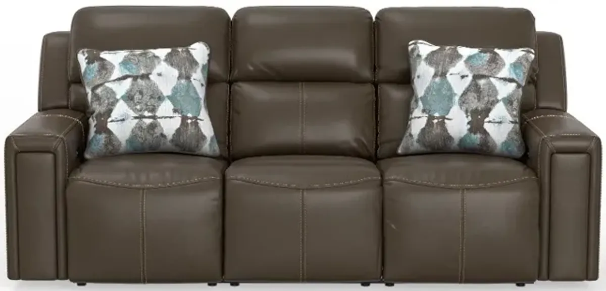 Arezzo Chocolate Brown Leather Power Reclining Sofa