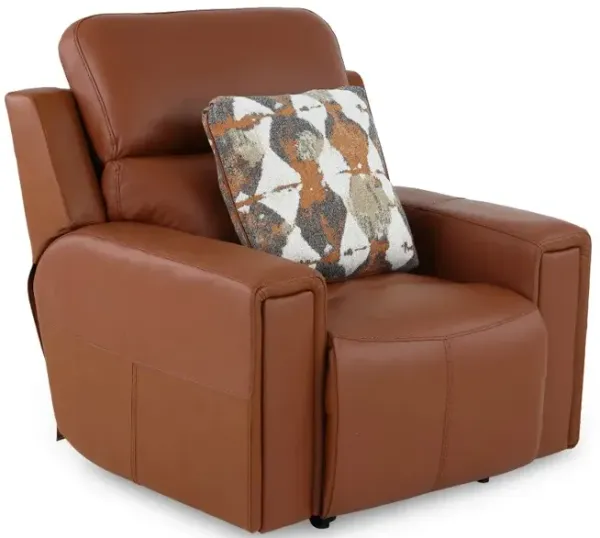 Arezzo Whiskey Brown Leather Power Recliner