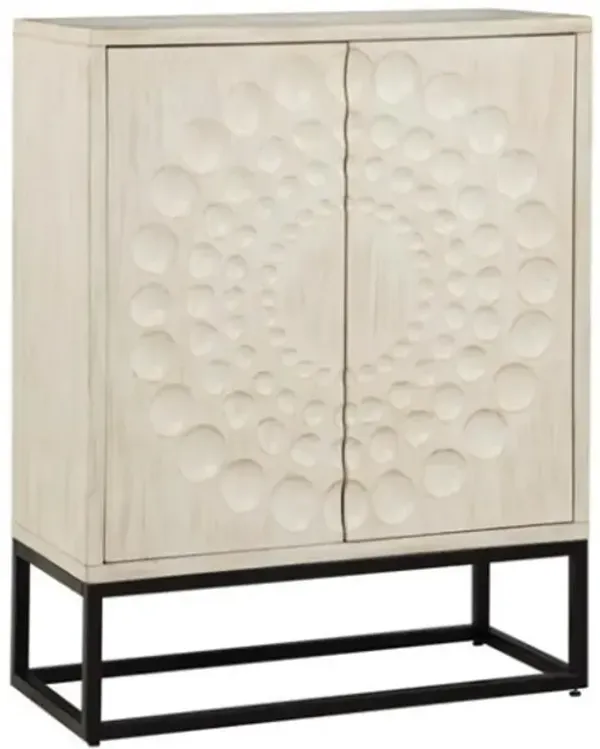 Off White Two Door Bar Cabinet