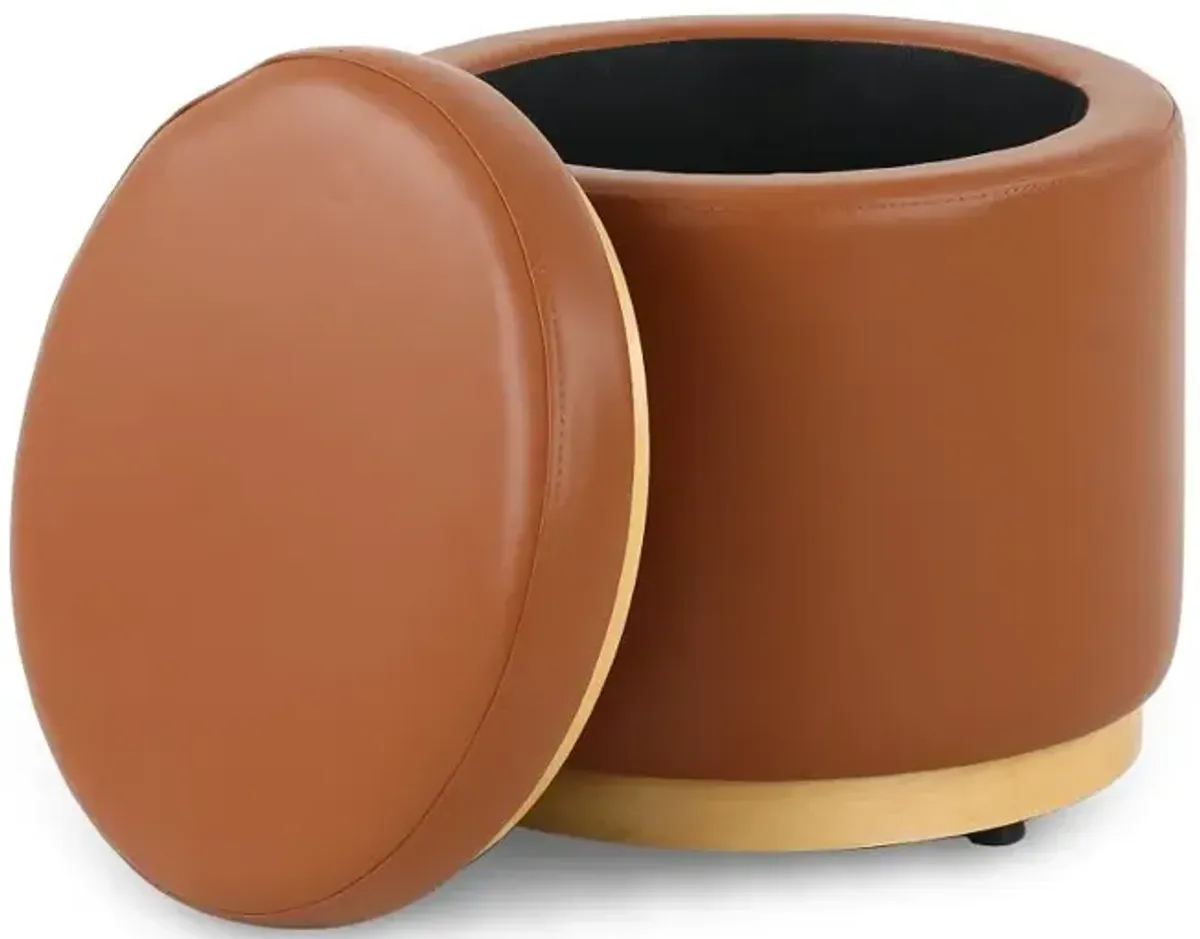 Caramel Pine Boho Ottoman