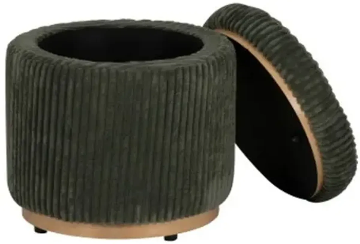 18" Green Round Ottoman