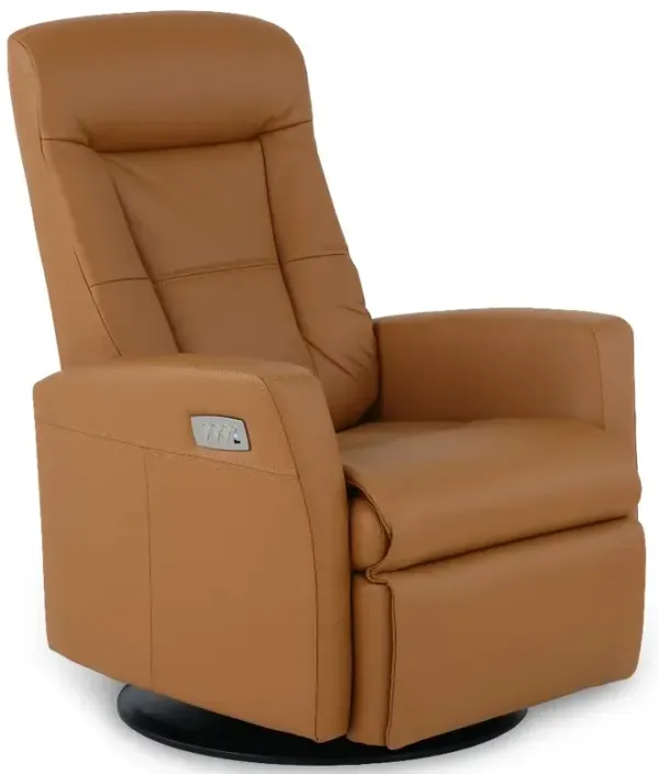Grove Straw Standard Leather Swivel Glider Power Recliner with Adjustable Headrest