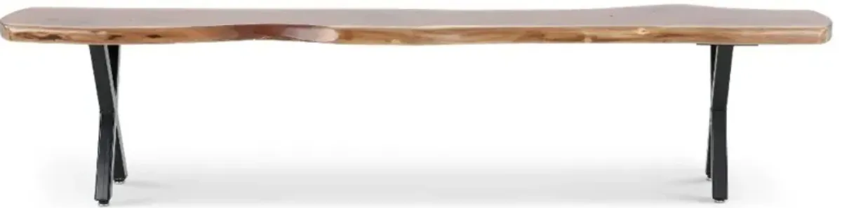 Live Edge Walnut and Black Dining Bench