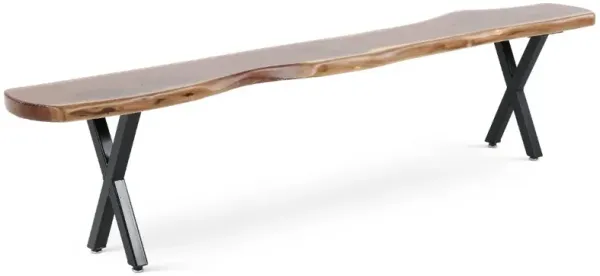 Live Edge Walnut and Black Dining Bench