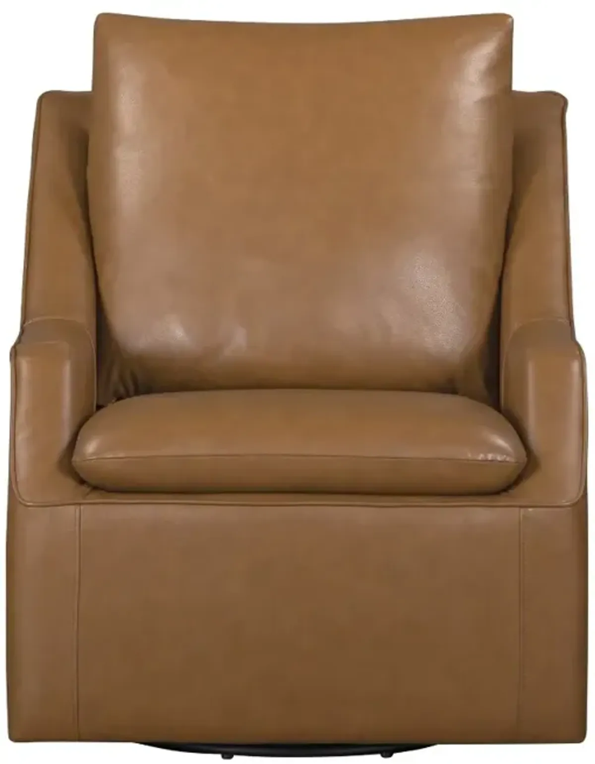 Asher Ecru Brown Leather Swivel Chair
