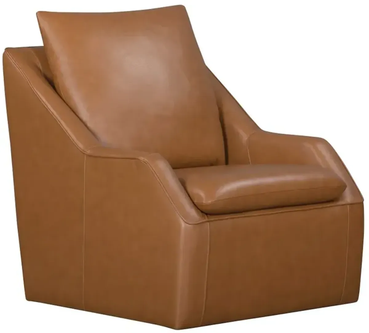 Asher Ecru Brown Leather Swivel Chair