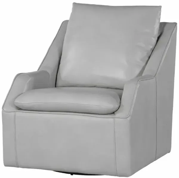 Asher Light Gray Leather Swivel Chair