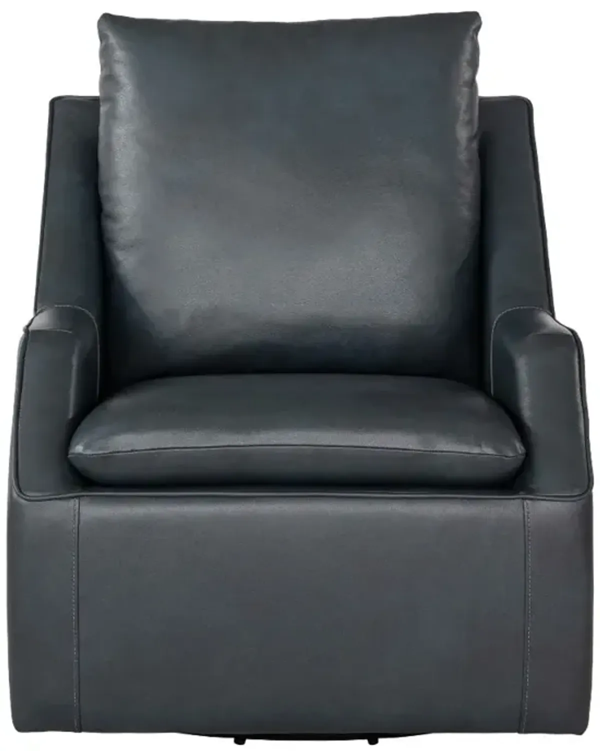 Asher Dark Blue Leather Swivel Chair