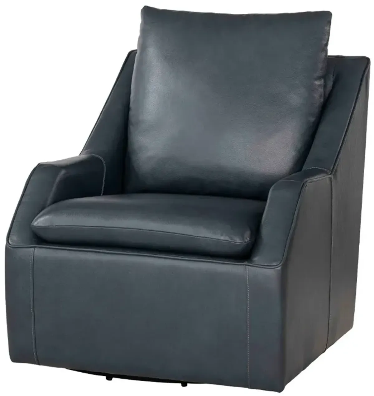 Asher Dark Blue Leather Swivel Chair