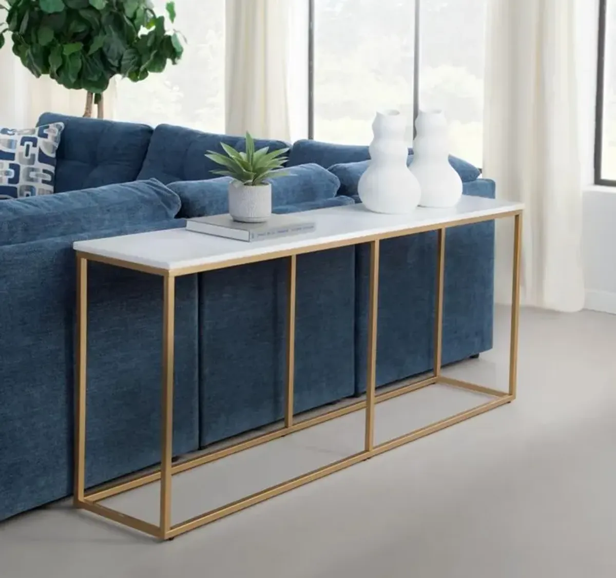 Santana Marble and Gold Sofa Table