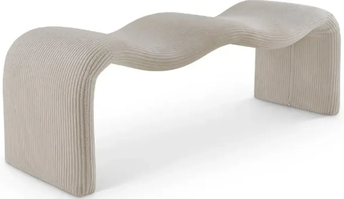 Willow Beige Corduroy Upholstered Bench