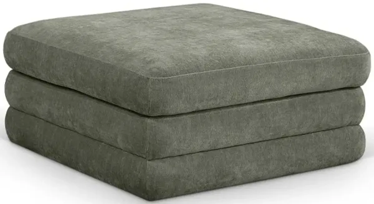 Stellar Green Chenille Modular Ottoman