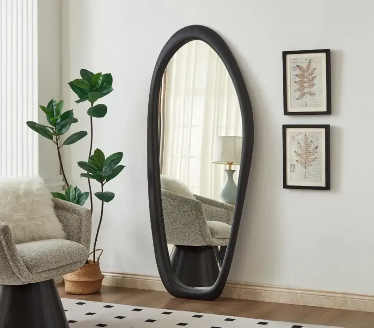 Holland Black Polyresin Frame Floor Mirror