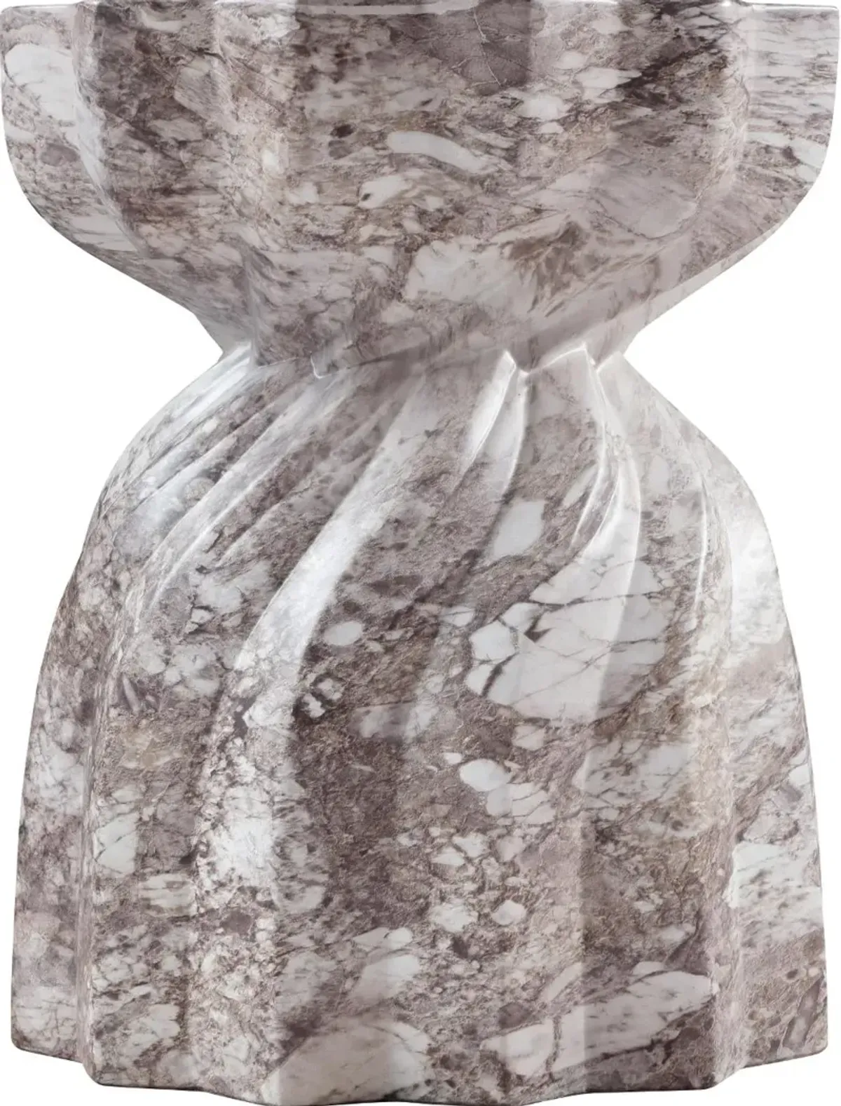 Caserta Brown Marble and Concrete Indoor/Outdoor End Table