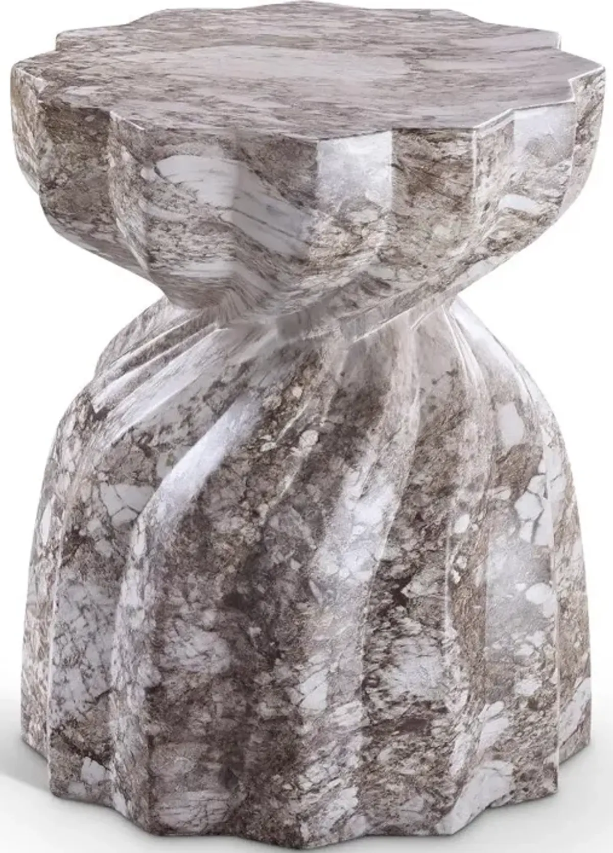 Caserta Brown Marble and Concrete Indoor/Outdoor End Table