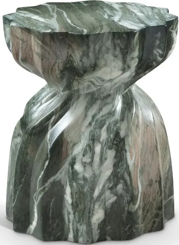 Caserta Green Marble and Concrete Indoor/Outdoor End Table