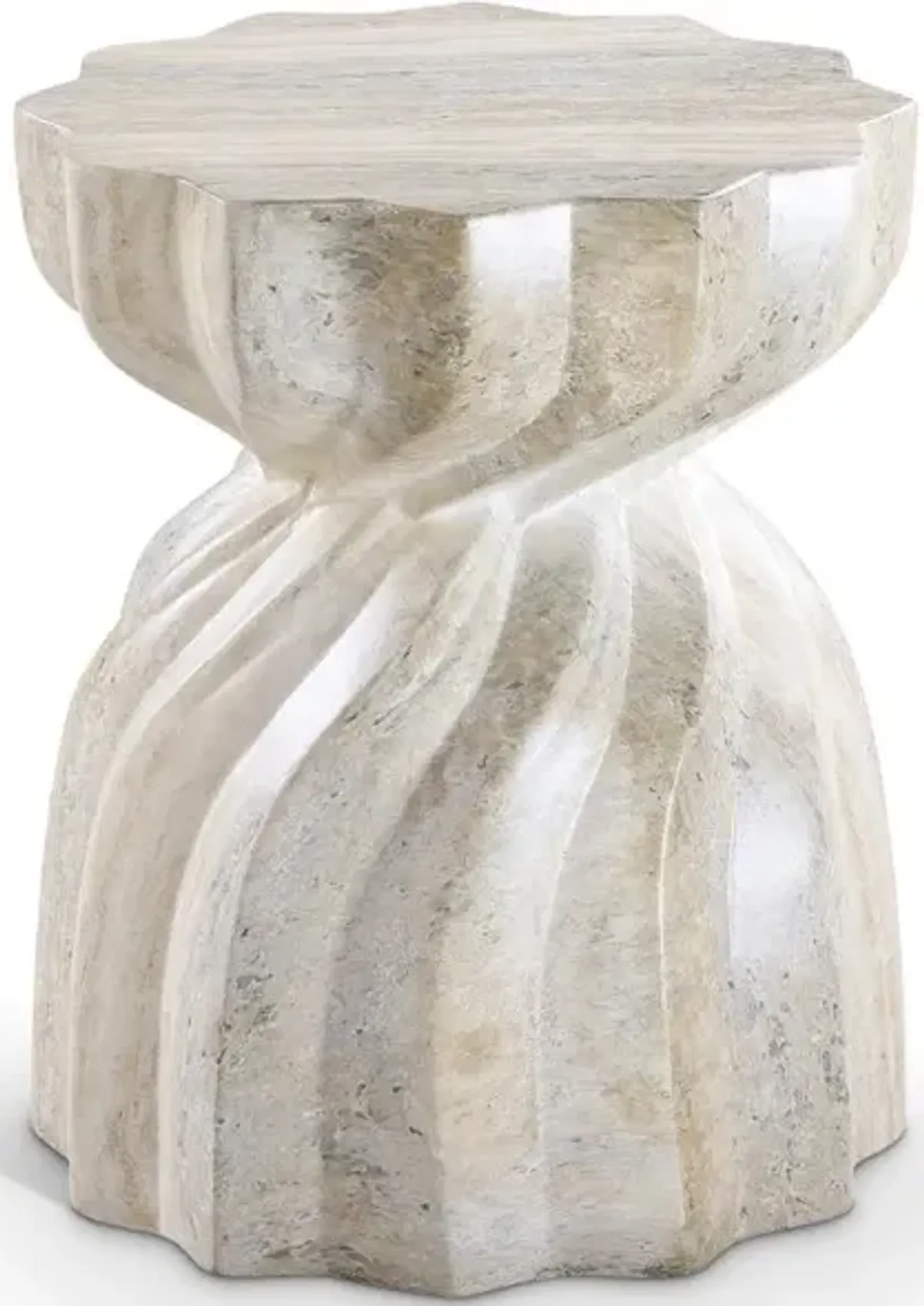 Caserta Natural Travertine and Concrete Indoor/Outdoor End Table