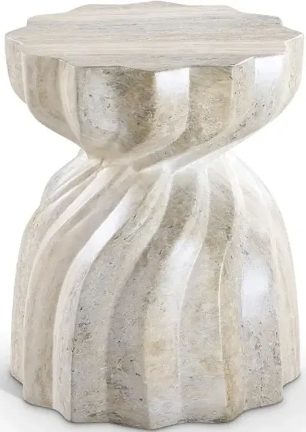 Caserta Natural Travertine and Concrete Indoor/Outdoor End Table