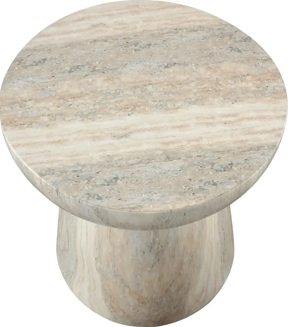 Avellino Natural Travertine and Concrete Indoor/Outdoor End Table
