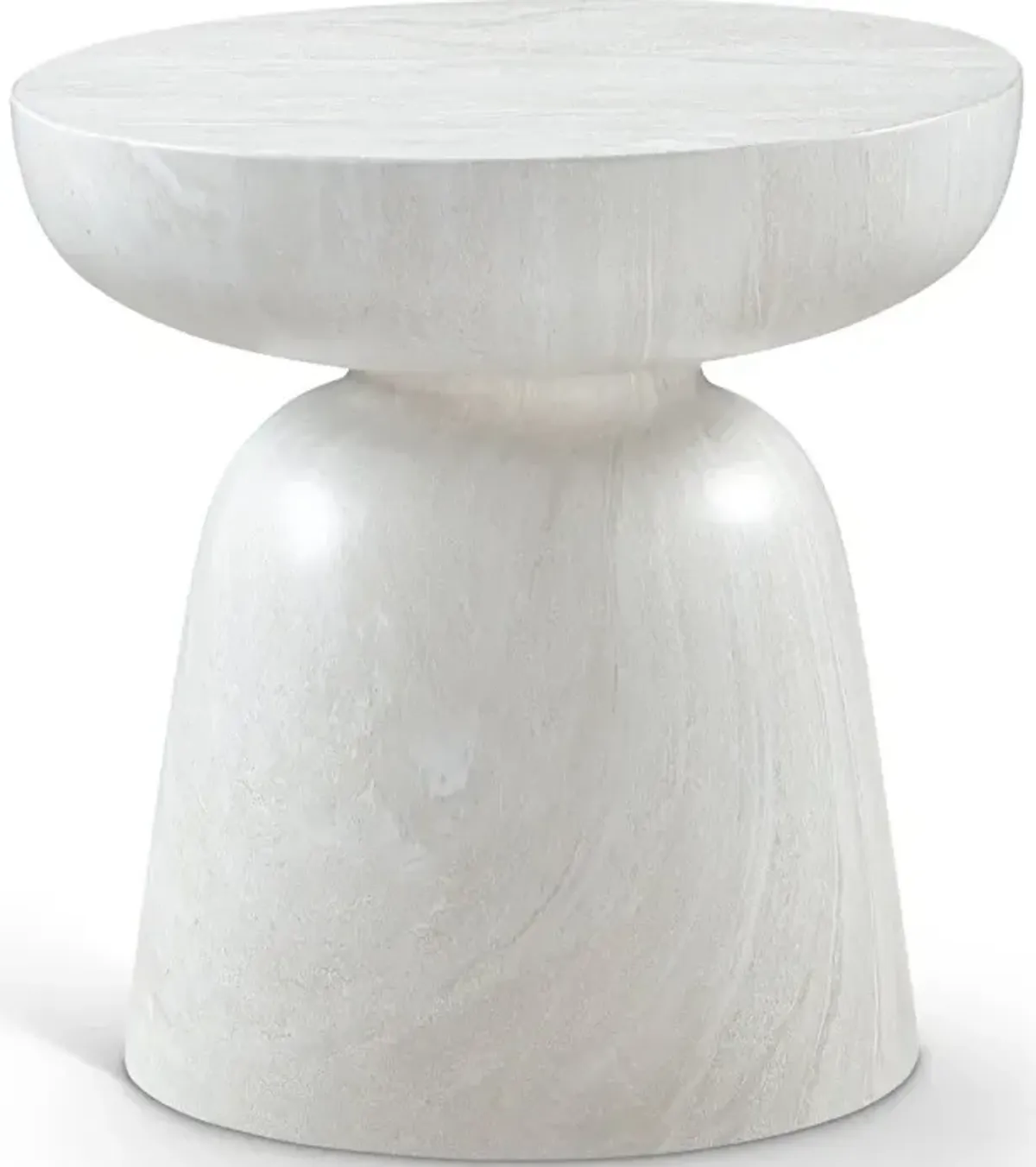 Avellino White Marble and Concrete Indoor/Outdoor End Table