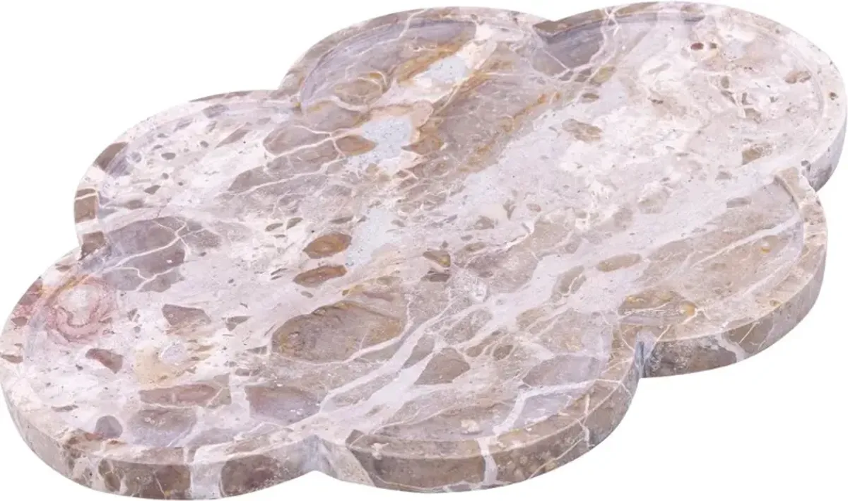 Rimini Beige Clover Shaped Marble Tray