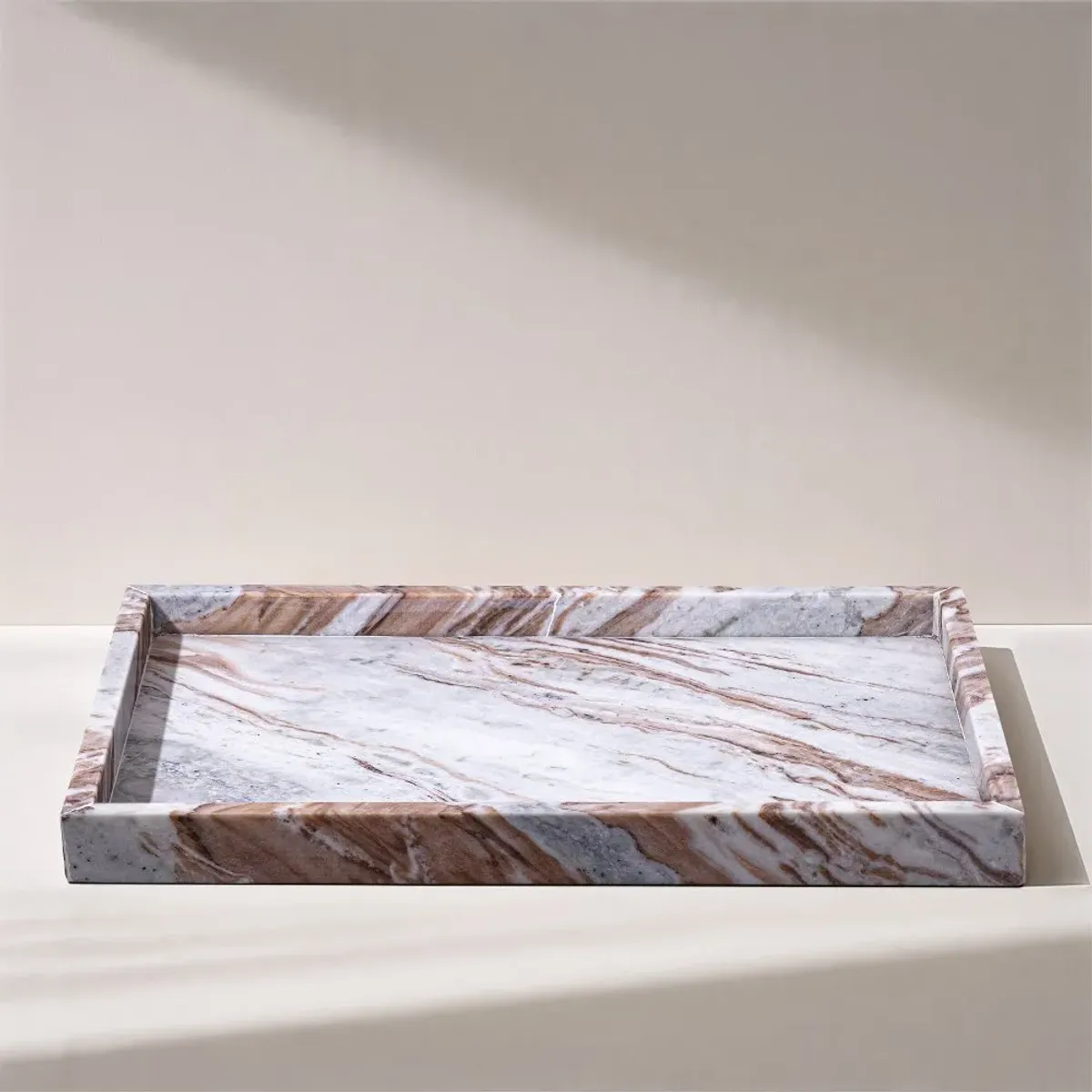 Barletta Brown Rectangular Marble Tray