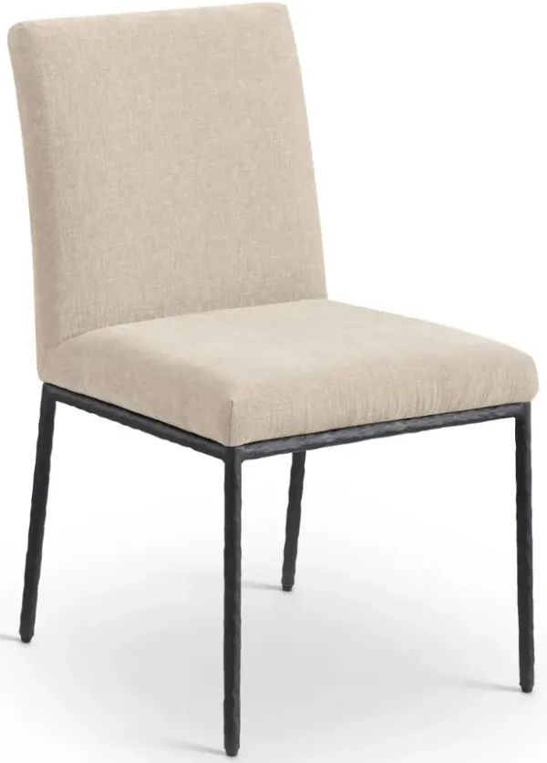 Reeves Beige Dining Side Chair with Black Legs, Set of 2