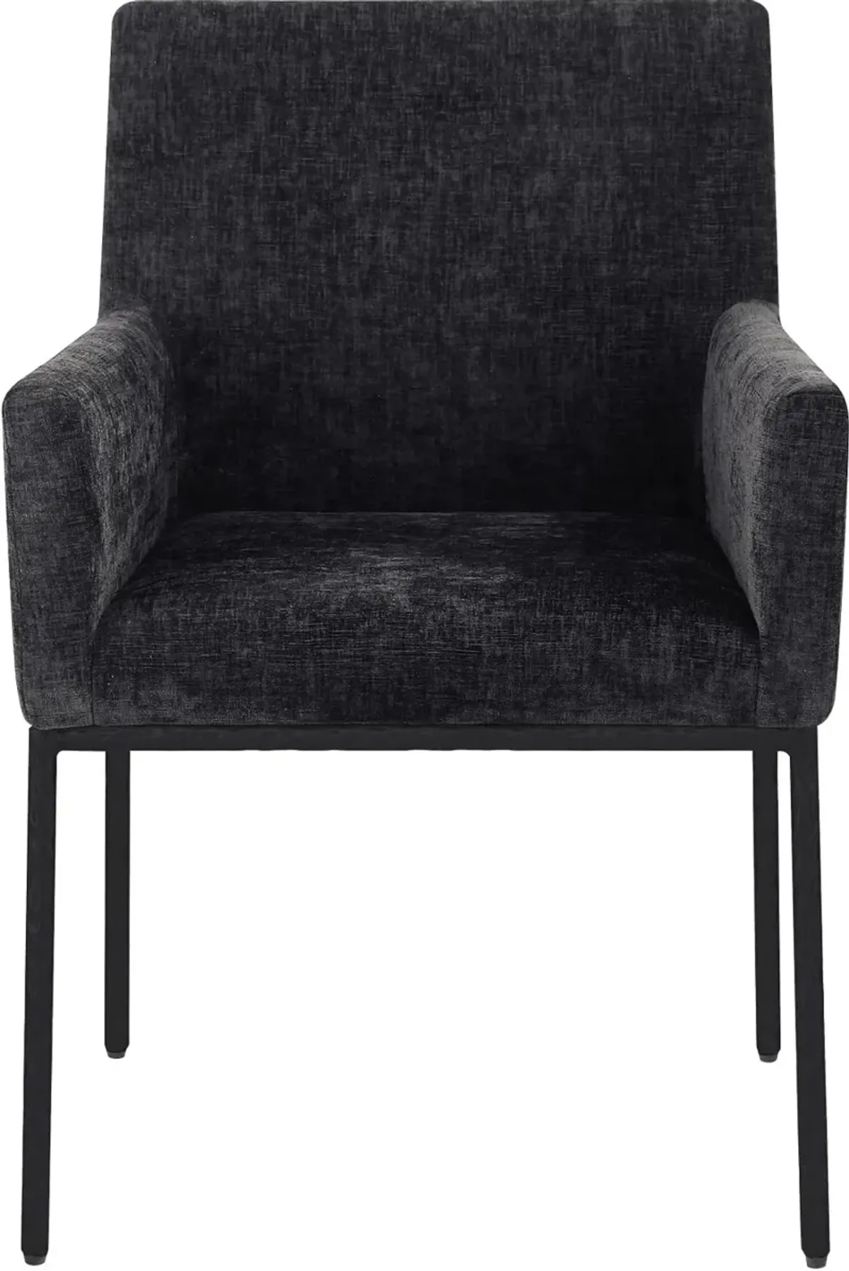 Reeves Black Dining Arm Chair with Black Legs, Set of 2