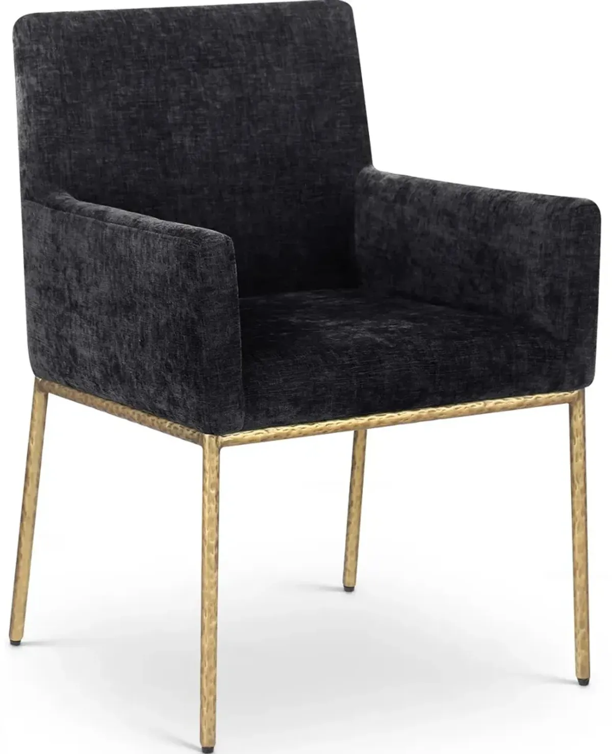 Reeves Black Dining Arm Chair with Gold Legs, Set of 2