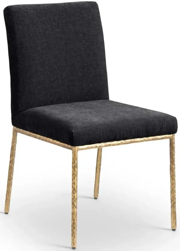 Reeves Black Dining Side Chair with Gold Legs, Set of 2