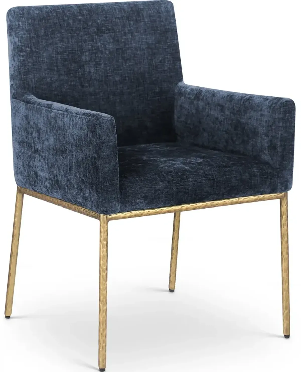 Reeves Navy Dining Arm Chair with Gold Legs, Set of 2
