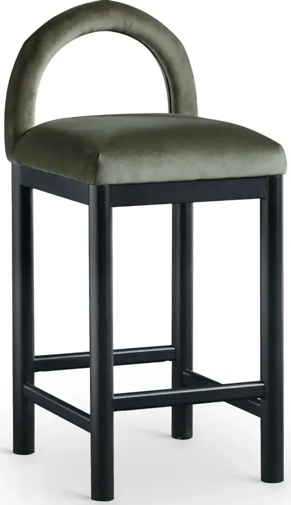 Conrad Green Velvet Upholstered Counter Stool