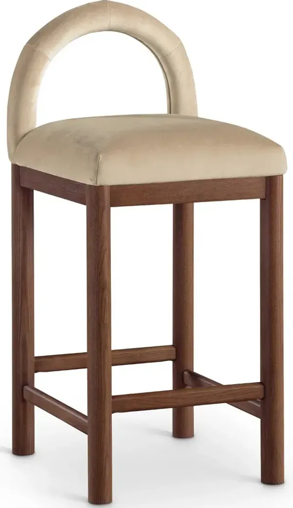 Conrad Beige Velvet Upholstered Counter Stool