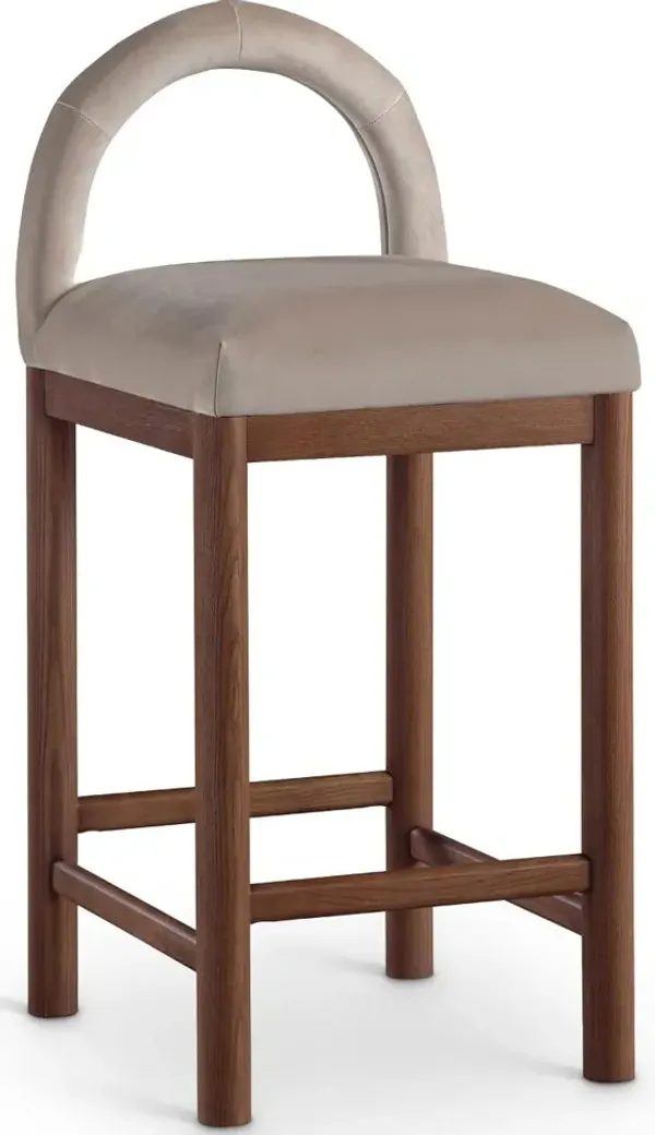Conrad Taupe Velvet Upholstered Counter Stool