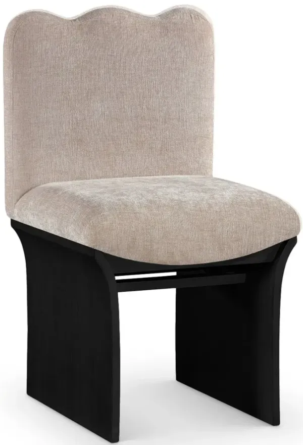 Shaw Beige Upholstered Dining Chair With Black Base