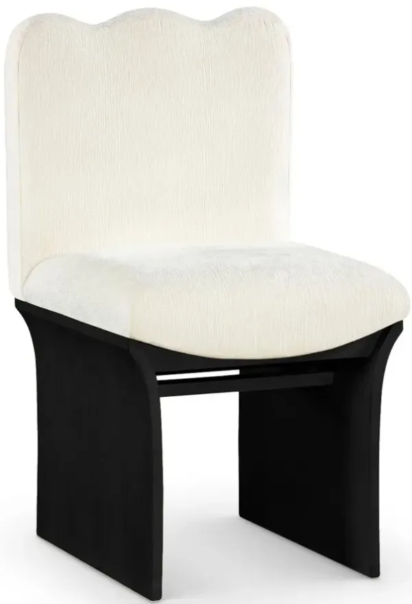 Shaw Cream Upholstered Dining Chair With Black Base