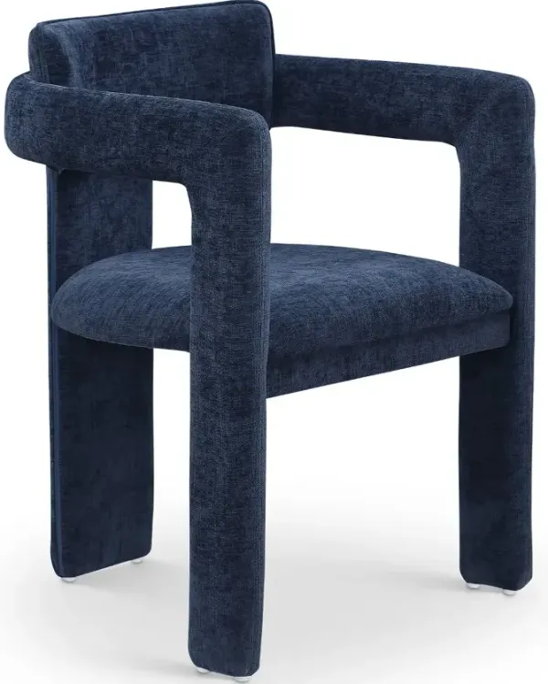 Brenda Navy Chenille Upholstered Dining Chair, Set of 2