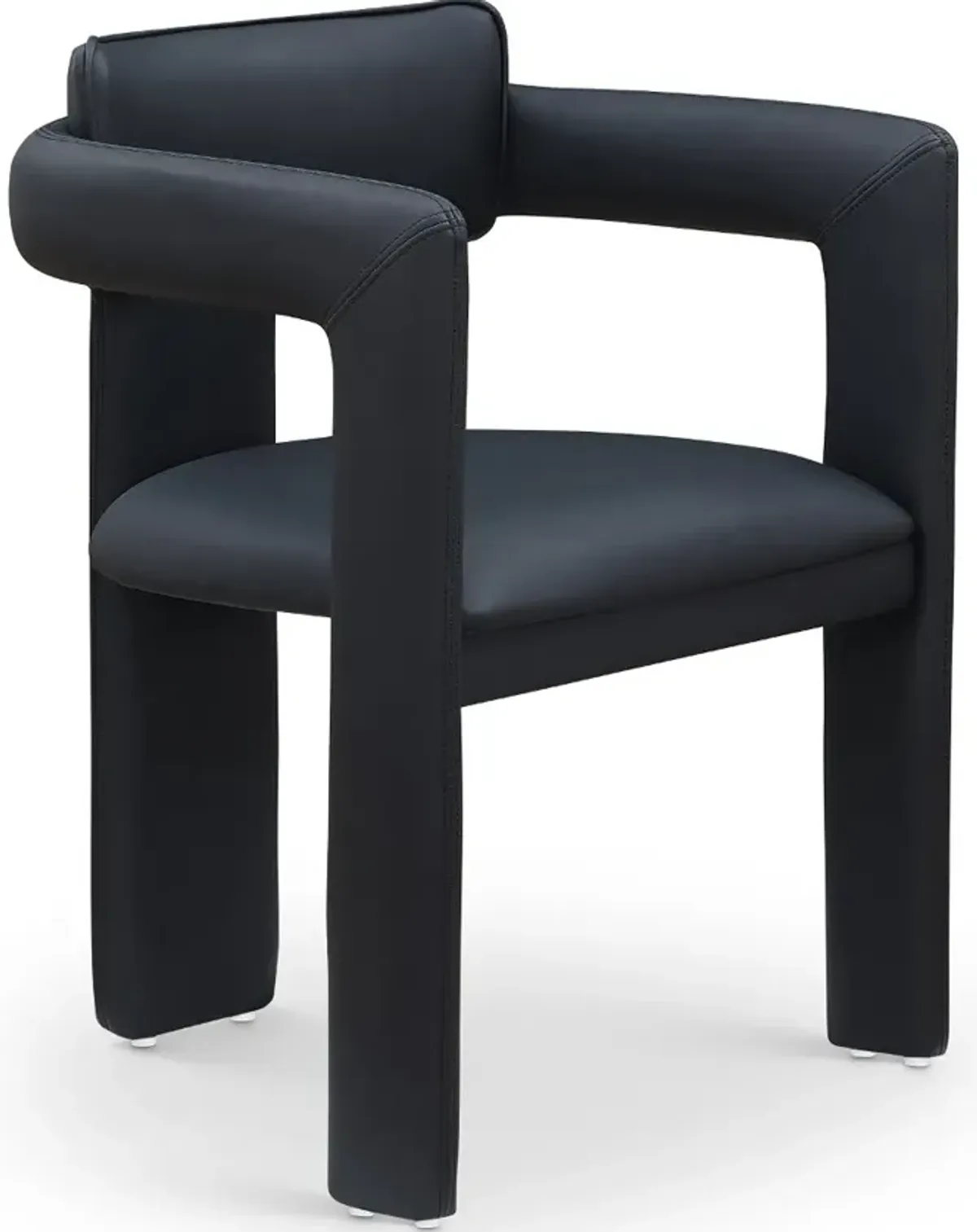 Brenda Black Vegan Leather Upholstered Dining Chair, Set of 2