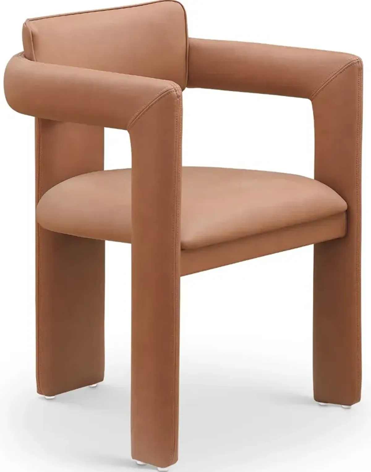 Brenda Cognac Vegan Leather Upholstered Dining Chair, Set of 2