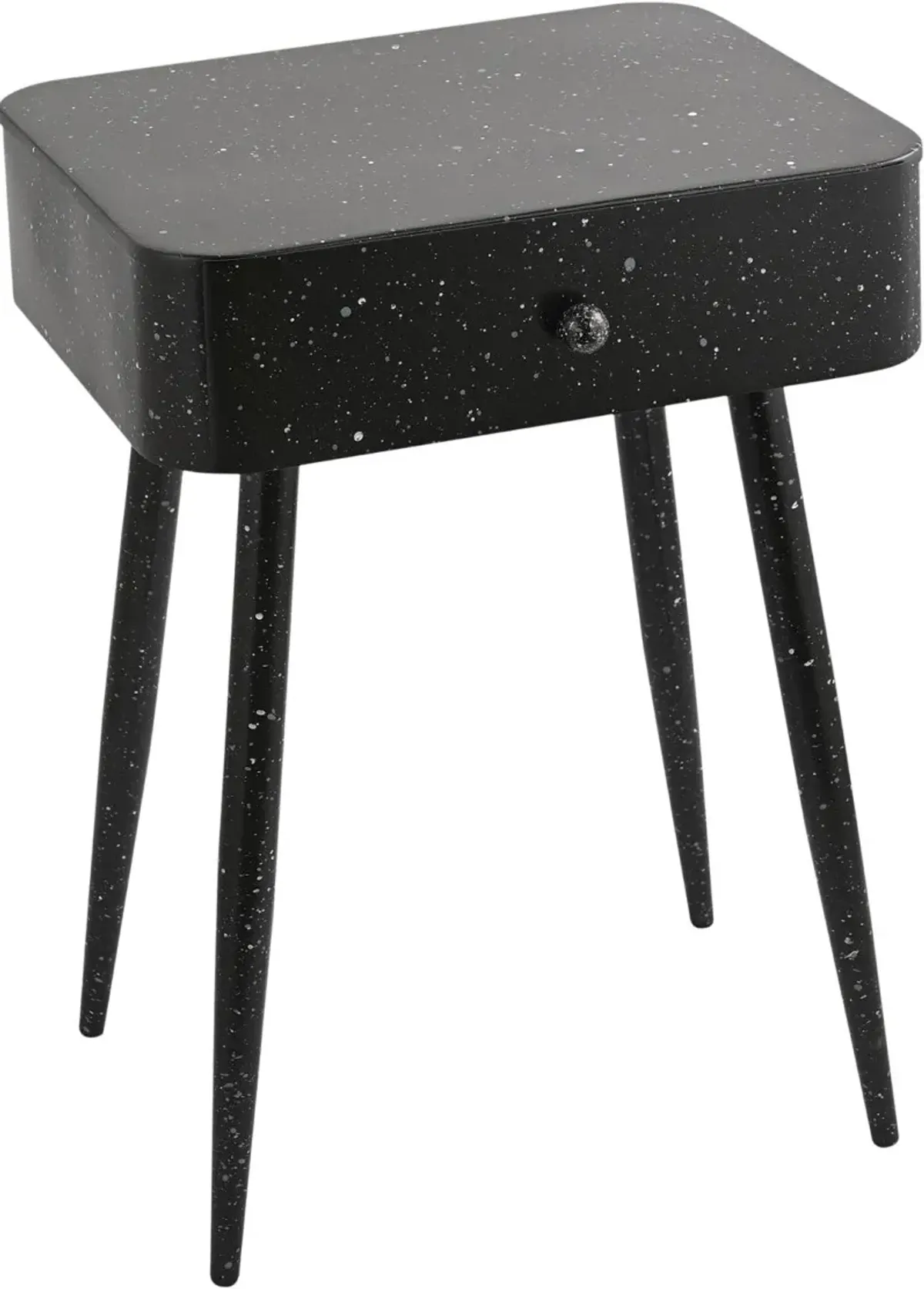 Rylan Black Terrazzo Iron Nightstand