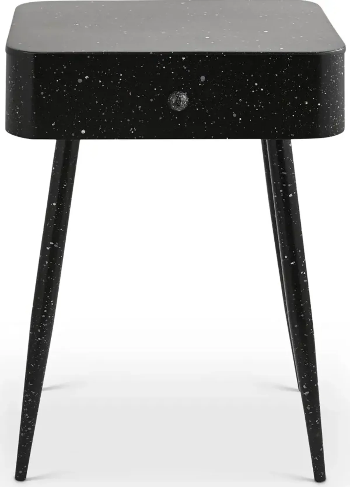 Rylan Black Terrazzo Iron Nightstand