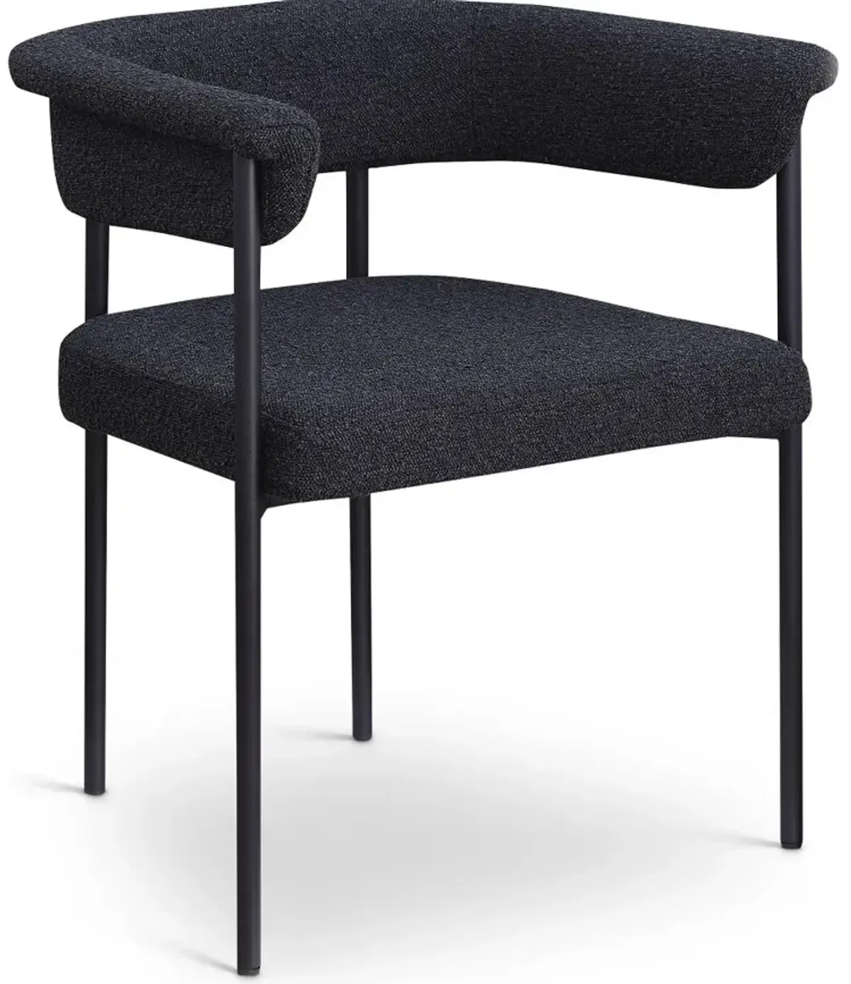 Malin Black Boucle Upholstered Dining Chair, Set of 2