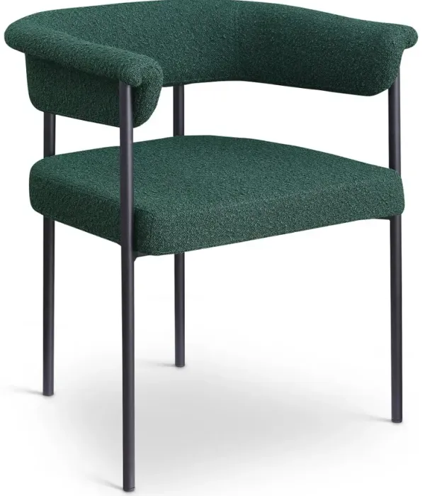 Malin Green Boucle Upholstered Dining Chair, Set of 2