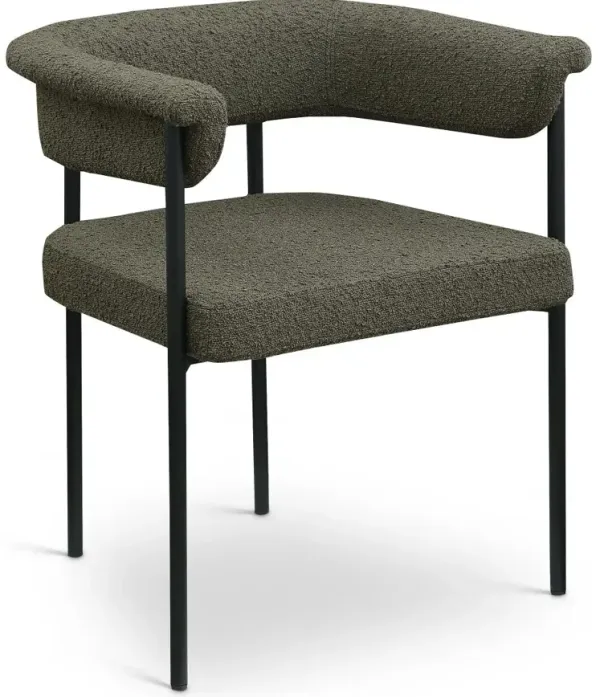 Malin Olive Boucle Upholstered Dining Chair, Set of 2