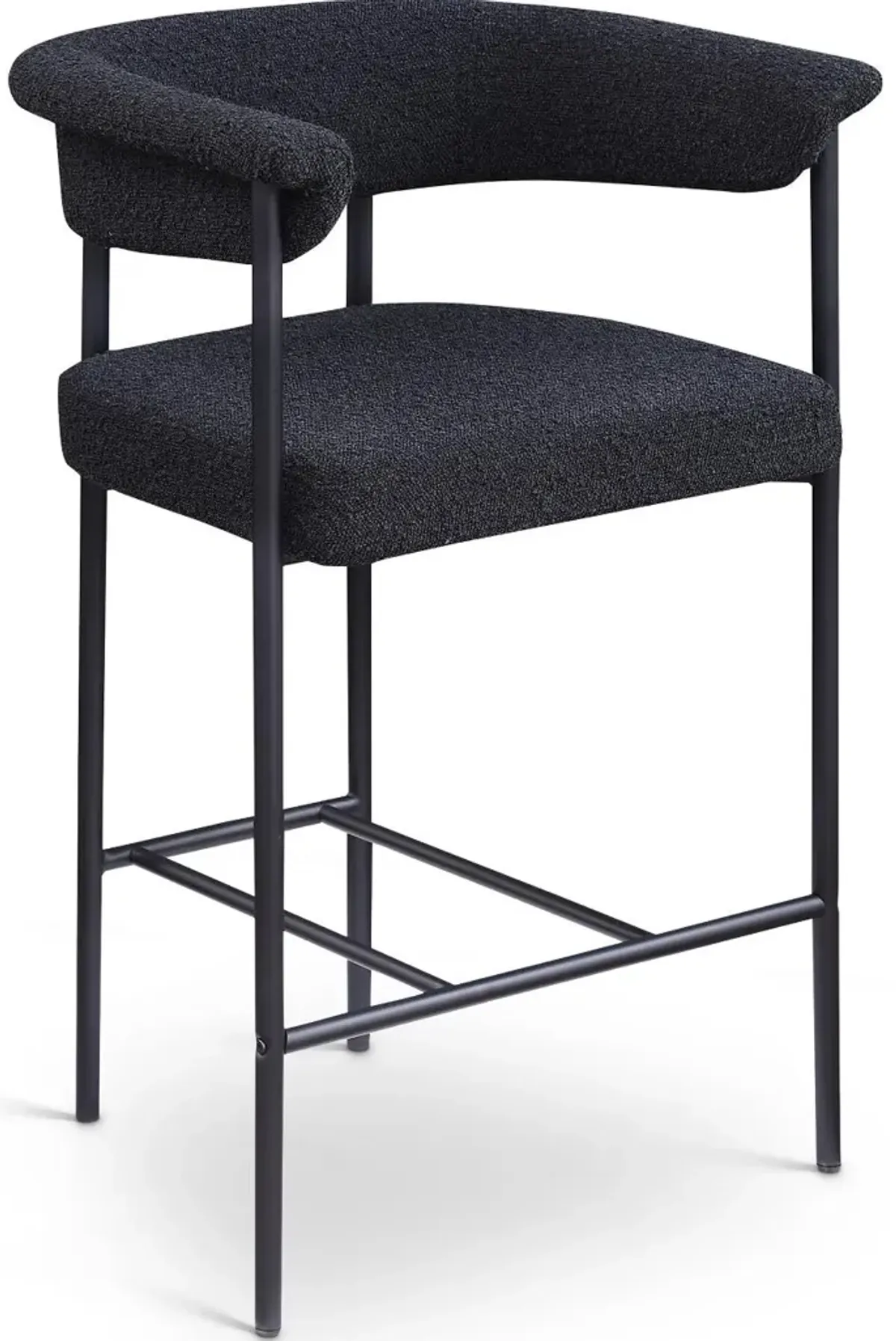 Malin Black Boucle Upholstered Counter Stool, Set of 2